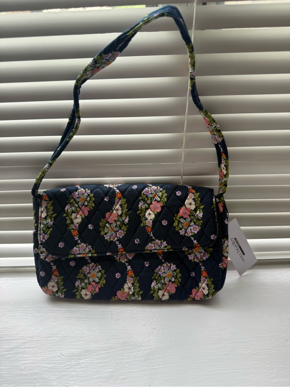 Vera Bradley Quilted Floral Shoulder Bag - Navy